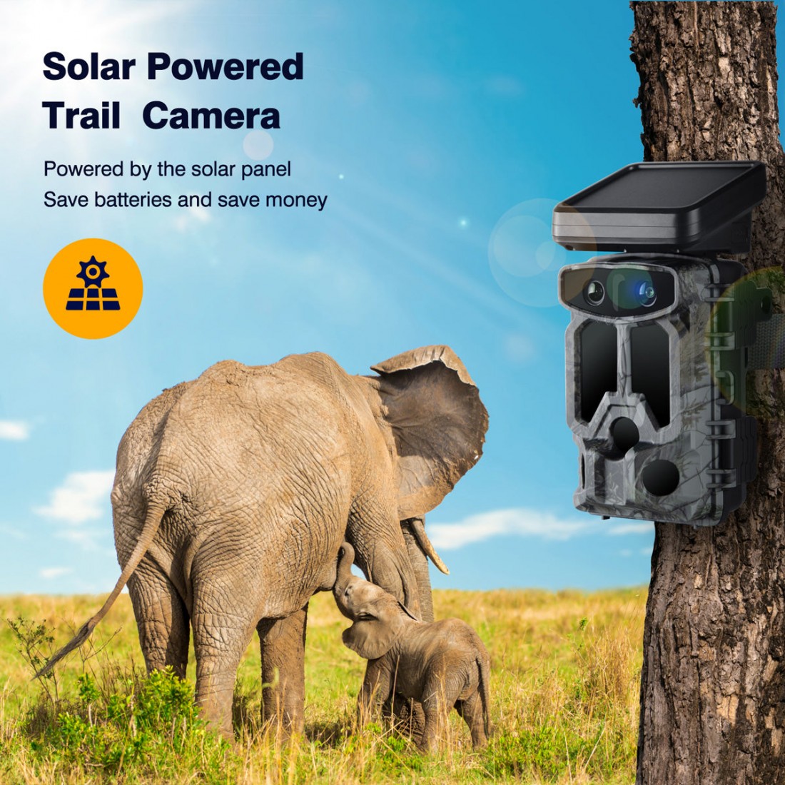 Campark TC07 4K 60MP WiFi Solar Power Dual Lens Wildlife Camera Trail ...